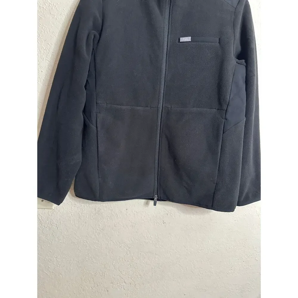 FIGS On-Shift Fleece Jacket Black Womans L PrimaLoft Full Zip Medical Scrub